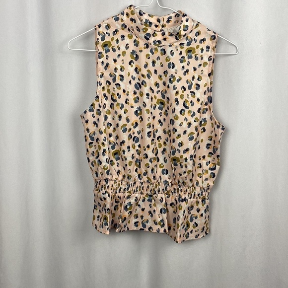 Anthropologie Sadie & Sage Blush Femme Feline Mock Neck Sleeveless Top - Size S - Picture 4 of 13